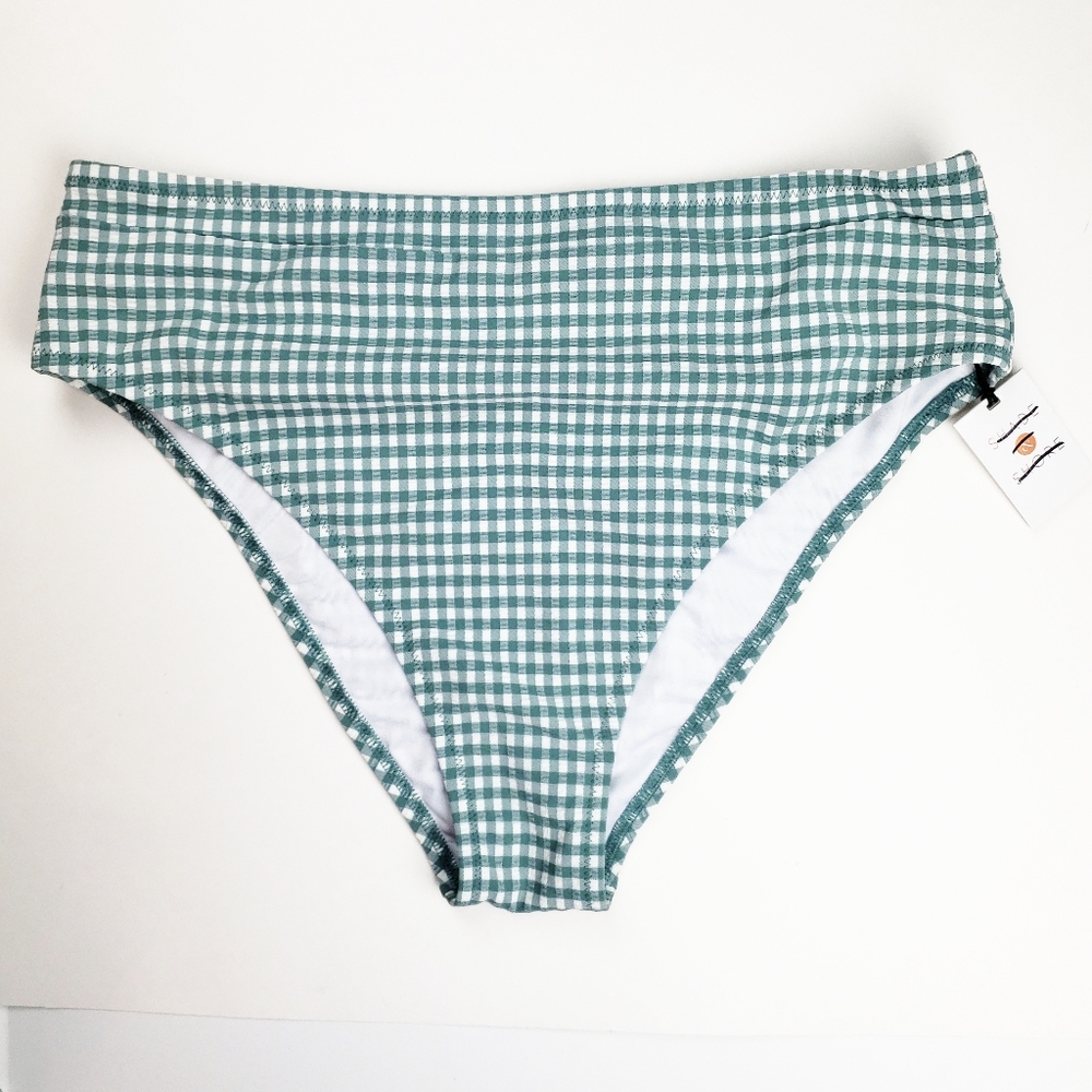 NWT High Waist High Leg Seersucker Bikini Bottom